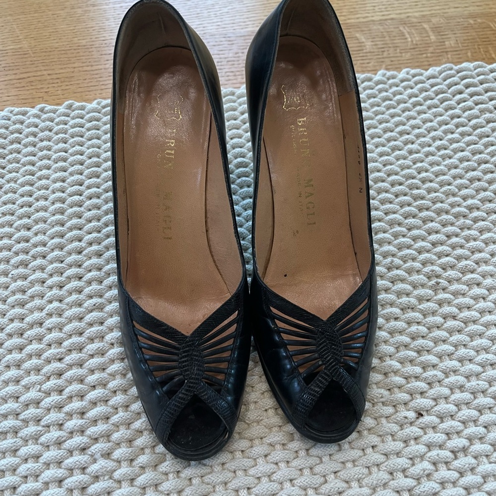 Bruno Magli Women's Black Peep-Toe Heels